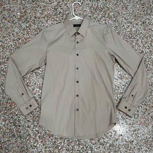 Theory long sleeve beige button up dress shirt